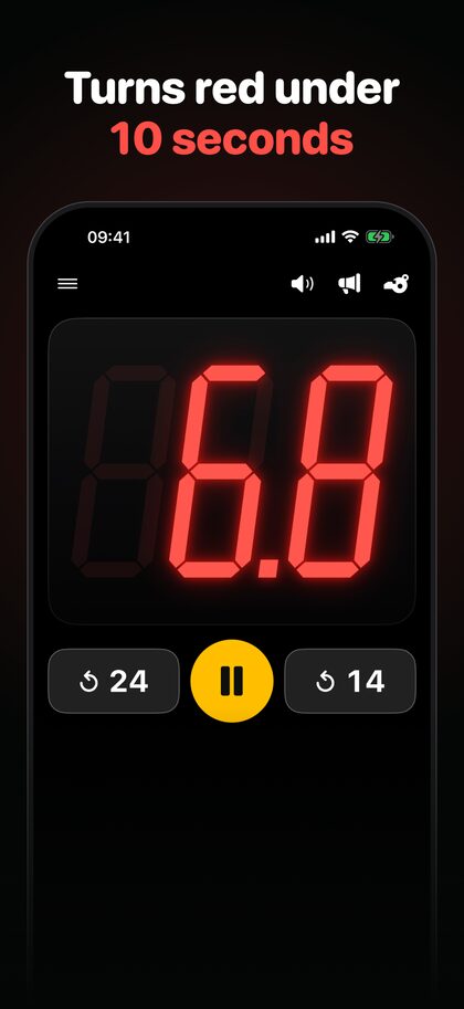 The digits turn red under 10 seconds, here 6.8