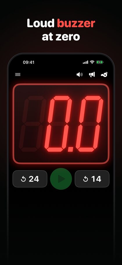 Expired shot clock: 0.0 with a flashing red frame and the buzzer